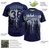 Maxcorners Custom Navy Silver Dripping Splatter Paint Two-Button Unisex Softball Jersey LM2605