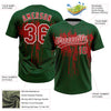 Maxcorners Custom Green Red-White Dripping Splatter Paint Two-Button Unisex Softball Jersey LM2605