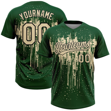 Maxcorners Custom Green Cream-Black Dripping Splatter Paint Two-Button Unisex Softball Jersey LM2605
