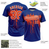 Maxcorners Custom Royal Orange-White Dripping Splatter Paint Two-Button Unisex Softball Jersey LM2605