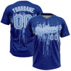 Maxcorners Custom Royal Light Blue-White Dripping Splatter Paint Two-Button Unisex Softball Jersey LM2605