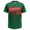Maxcorners Custom Kelly Green Red-White Dripping Splatter Paint Two-Button Unisex Softball Jersey LM2605
