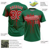 Maxcorners Custom Kelly Green Red-White Dripping Splatter Paint Two-Button Unisex Softball Jersey LM2605