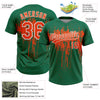 Maxcorners Custom Kelly Green Orange-White Dripping Splatter Paint Two-Button Unisex Softball Jersey LM2605