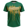 Maxcorners Custom Kelly Green Old Gold-White Dripping Splatter Paint Two-Button Unisex Softball Jersey LM2605