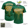 Maxcorners Custom Kelly Green Old Gold-White Dripping Splatter Paint Two-Button Unisex Softball Jersey LM2605