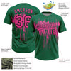 Maxcorners Custom Kelly Green Pink-Black Dripping Splatter Paint Two-Button Unisex Softball Jersey LM2605