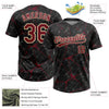 Maxcorners Custom Black Crimson-Cream Abstract Network Two-Button Unisex Softball Jersey LM2605