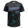 Maxcorners Custom Black Teal-Pink Abstract Network Two-Button Unisex Softball Jersey LM2605