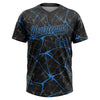 Maxcorners Custom Black Electric Blue Abstract Network Two-Button Unisex Softball Jersey LM2605