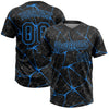 Maxcorners Custom Black Electric Blue Abstract Network Two-Button Unisex Softball Jersey LM2605