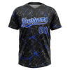 Maxcorners Custom Black Thunder Blue-White Abstract Network Two-Button Unisex Softball Jersey LM2605