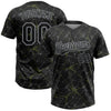 Maxcorners Custom Black Olive-Gray Abstract Network Two-Button Unisex Softball Jersey LM2605