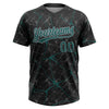 Maxcorners Custom Black Midnight Green-Gray Abstract Network Two-Button Unisex Softball Jersey LM2605