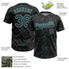 Maxcorners Custom Black Midnight Green-Gray Abstract Network Two-Button Unisex Softball Jersey LM2605