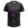Maxcorners Custom Black Medium Purple Abstract Network Two-Button Unisex Softball Jersey LM2605