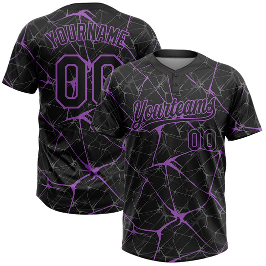 Maxcorners Custom Black Medium Purple Abstract Network Two-Button Unisex Softball Jersey LM2605