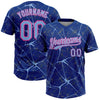 Maxcorners Custom Royal Light Blue-Pink Abstract Network Two-Button Unisex Softball Jersey LM2605