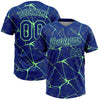 Maxcorners Custom Royal Pea Green Abstract Network Two-Button Unisex Softball Jersey LM2605