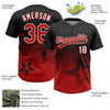 Maxcorners Custom Black Red-White Gradient Style Twinkle Star Two-Button Unisex Softball Jersey LM2605
