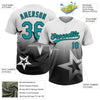 Maxcorners Custom White Teal-Black Gradient Style Twinkle Star Two-Button Unisex Softball Jersey LM2605