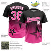 Maxcorners Custom Black Pink-White Gradient Style Twinkle Star Two-Button Unisex Softball Jersey LM2605