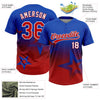 Maxcorners Custom Thunder Blue Red-White Gradient Style Twinkle Star Two-Button Unisex Softball Jersey LM2605
