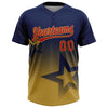 Maxcorners Custom Navy Red-Old Gold Gradient Style Twinkle Star Two-Button Unisex Softball Jersey LM2605