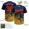 Maxcorners Custom Navy Red-Old Gold Gradient Style Twinkle Star Two-Button Unisex Softball Jersey LM2605