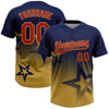 Maxcorners Custom Navy Red-Old Gold Gradient Style Twinkle Star Two-Button Unisex Softball Jersey LM2605