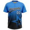 Maxcorners Custom Electric Blue Black-White Gradient Style Twinkle Star Two-Button Unisex Softball Jersey LM2605