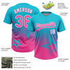 Maxcorners Custom Lakes Blue Pink-White Gradient Style Twinkle Star Two-Button Unisex Softball Jersey LM2605