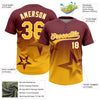 Maxcorners Custom Burgundy Gold-White Gradient Style Twinkle Star Two-Button Unisex Softball Jersey LM2605
