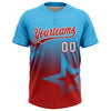 Maxcorners Custom Sky Blue Red-White Gradient Style Twinkle Star Two-Button Unisex Softball Jersey LM2605