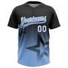 Maxcorners Custom Black Light Blue-White Gradient Style Twinkle Star Two-Button Unisex Softball Jersey LM2605
