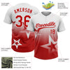 Maxcorners Custom White Red Gradient Style Twinkle Star Two-Button Unisex Softball Jersey LM2605