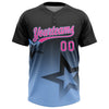 Maxcorners Custom Black Pink-Light Blue Gradient Style Twinkle Star Two-Button Unisex Softball Jersey LM2605