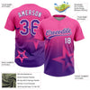 Maxcorners Custom Pink Purple-White Gradient Style Twinkle Star Two-Button Unisex Softball Jersey LM2605