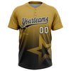 Maxcorners Custom Old Gold Black-White Gradient Style Twinkle Star Two-Button Unisex Softball Jersey LM2605