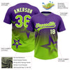 Maxcorners Custom Purple Neon Green-White Gradient Style Twinkle Star Two-Button Unisex Softball Jersey LM2605