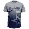 Maxcorners Custom Gray Navy-White Gradient Style Twinkle Star Two-Button Unisex Softball Jersey LM2605