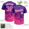 Maxcorners Custom Purple Pink-White Gradient Style Twinkle Star Two-Button Unisex Softball Jersey LM2605