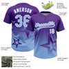 Maxcorners Custom Purple Light Blue-White Gradient Style Twinkle Star Two-Button Unisex Softball Jersey LM2605