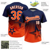 Maxcorners Custom Navy Orange-White Gradient Style Twinkle Star Two-Button Unisex Softball Jersey LM2605