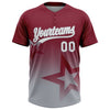 Maxcorners Custom Crimson White-Gray Gradient Style Twinkle Star Two-Button Unisex Softball Jersey LM2605