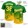 Maxcorners Custom Grass Green Yellow-White Gradient Style Twinkle Star Two-Button Unisex Softball Jersey LM2605