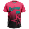 Maxcorners Custom Neon Pink Aqua-White Gradient Style Twinkle Star Two-Button Unisex Softball Jersey LM2605