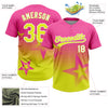 Maxcorners Custom Pink Neon Yellow-White Gradient Style Twinkle Star Two-Button Unisex Softball Jersey LM2605