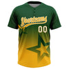 Maxcorners Custom Green Gold-White Gradient Style Twinkle Star Two-Button Unisex Softball Jersey LM2605