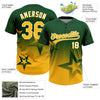 Maxcorners Custom Green Gold-White Gradient Style Twinkle Star Two-Button Unisex Softball Jersey LM2605
